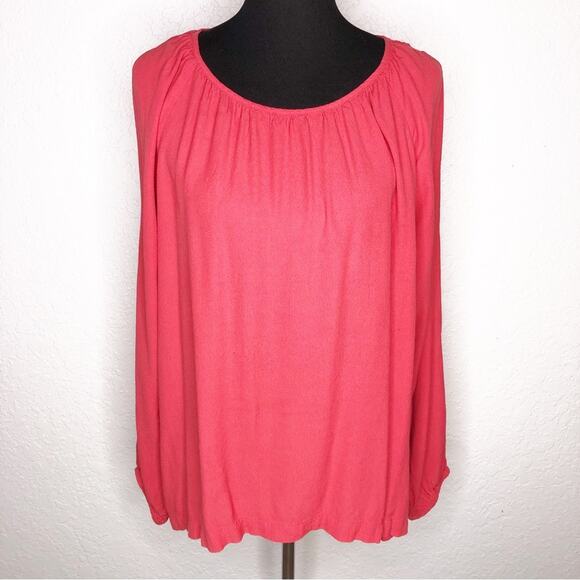 J Jill bright pink cold shoulder long sleeve top size Large - Picture 1 of 15